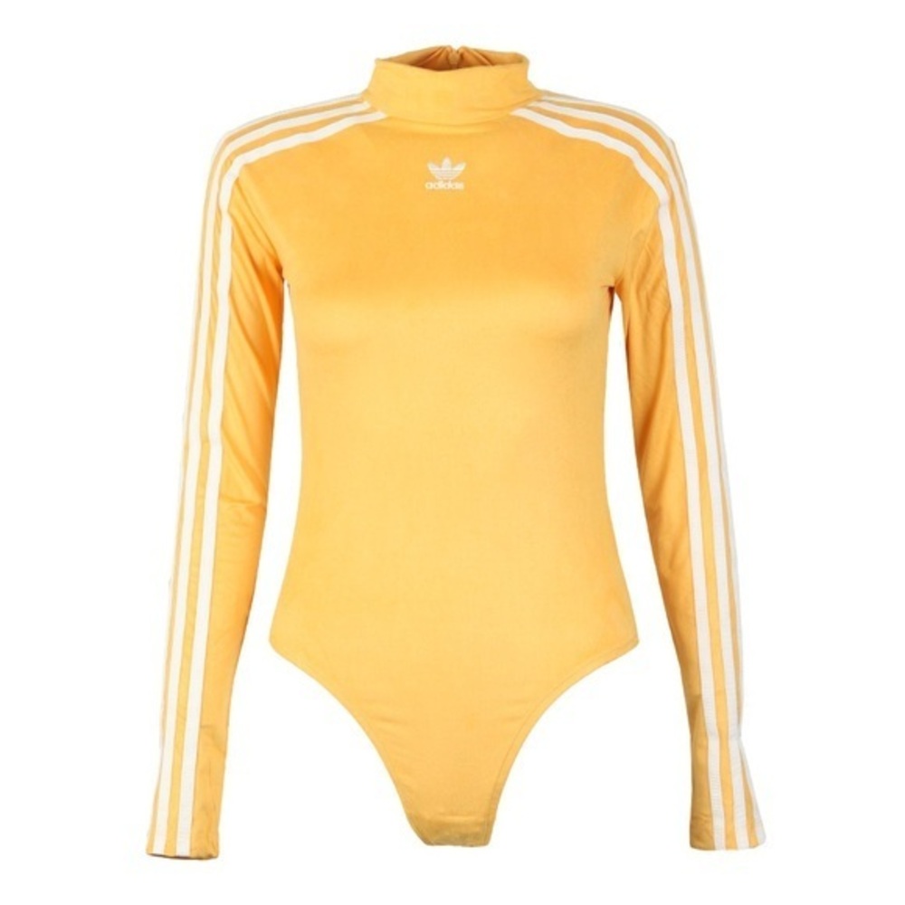 Adidas Rare Yellow Velour Longsleeve Mockneck Body Suit - Small